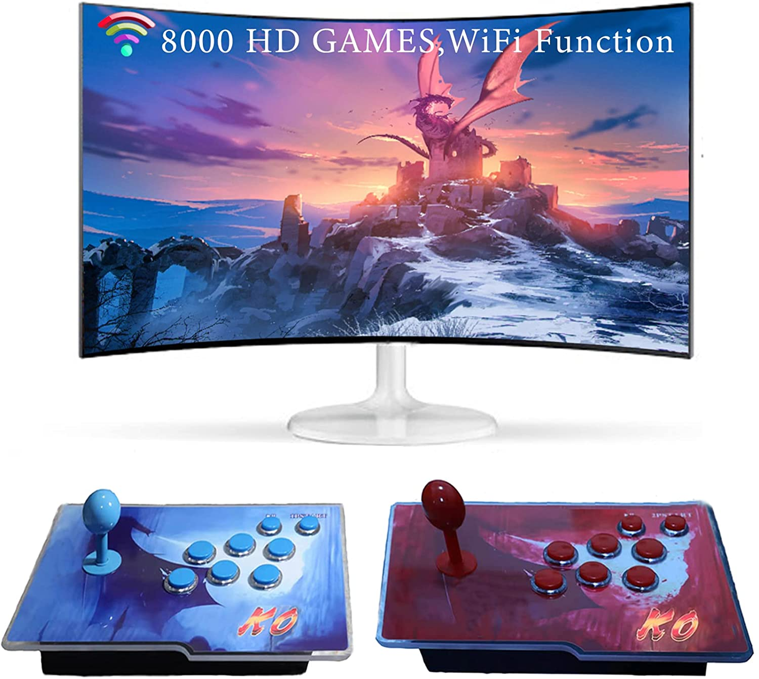 RegiisJoy arcade game console 8000 classic games with WiFi, Pandora Box 18S download/save/pause/hide/search games, 1280x720, 4 players, 3D games